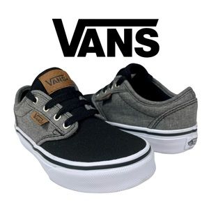 Vans Kids Youth 12 Gray & Black Low Top‎ Lace Up Sneakers Shoe
